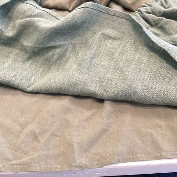 Crescent green linen blend one shoulder drawstring top S - Picture 8 of 10